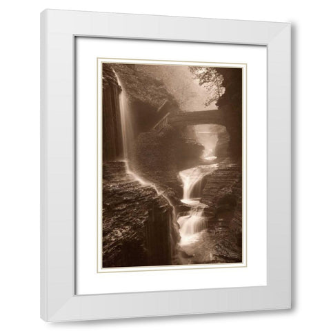 Waterfall on a Rainy Day White Modern Wood Framed Art Print with Double Matting by Svibilsky, Igor