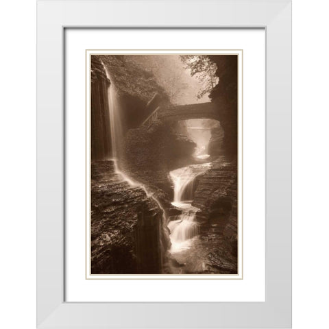 Waterfall on a Rainy Day White Modern Wood Framed Art Print with Double Matting by Svibilsky, Igor