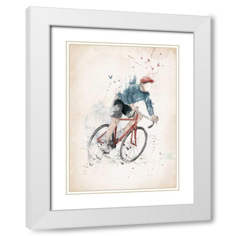 I Want to Ride My Bicycle White Modern Wood Framed Art Print with Double Matting by Solti, Balazs