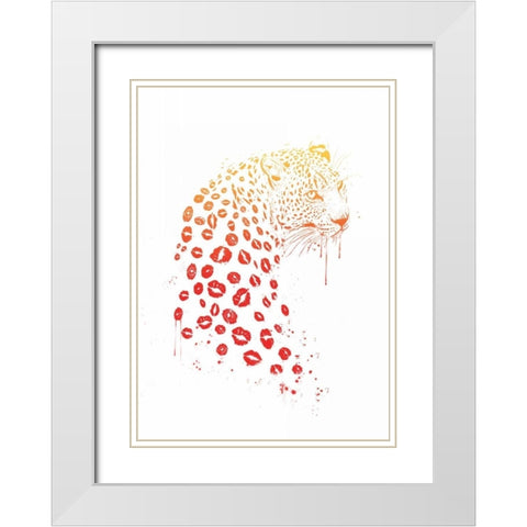 Kiss Me White Modern Wood Framed Art Print with Double Matting by Solti, Balazs