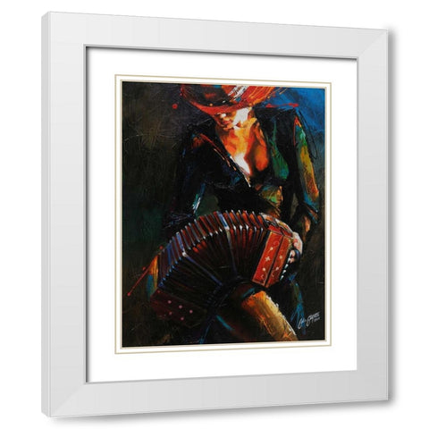 Reina del Bandoneon White Modern Wood Framed Art Print with Double Matting by Staples, Colin John