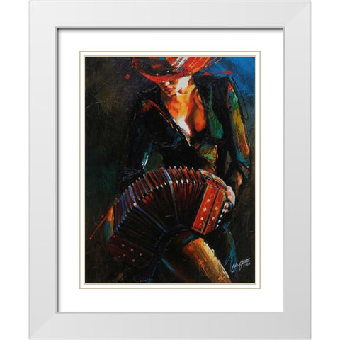 Reina del Bandoneon White Modern Wood Framed Art Print with Double Matting by Staples, Colin John