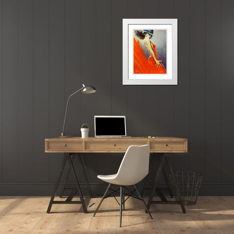 Rubi White Modern Wood Framed Art Print with Double Matting by Staples, Colin John