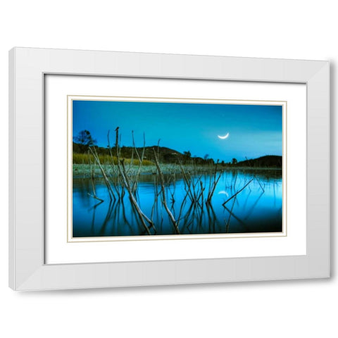 The Blue Lake White Modern Wood Framed Art Print with Double Matting by Sie, Lee