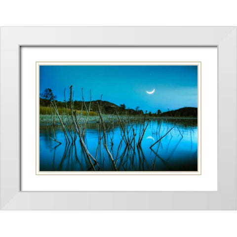 The Blue Lake White Modern Wood Framed Art Print with Double Matting by Sie, Lee