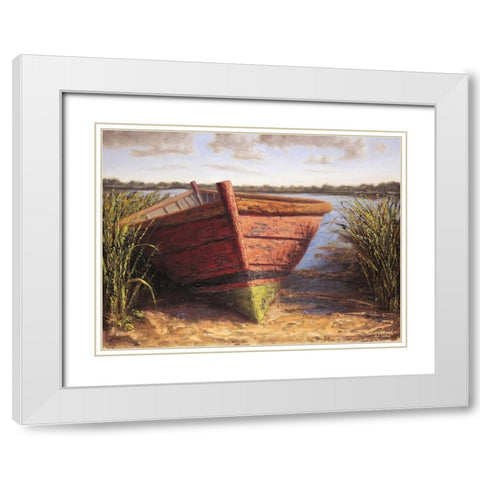 Nantucket Red White Modern Wood Framed Art Print with Double Matting by Soderlund, Karl