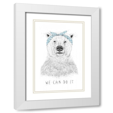 We Can Do It White Modern Wood Framed Art Print with Double Matting by Solti, Balazs