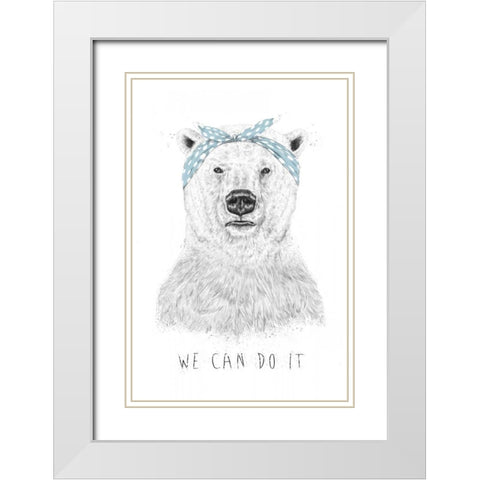 We Can Do It White Modern Wood Framed Art Print with Double Matting by Solti, Balazs