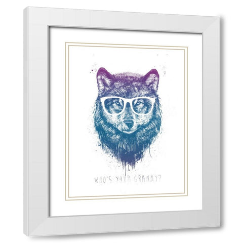 Whos Your Granny White Modern Wood Framed Art Print with Double Matting by Solti, Balazs