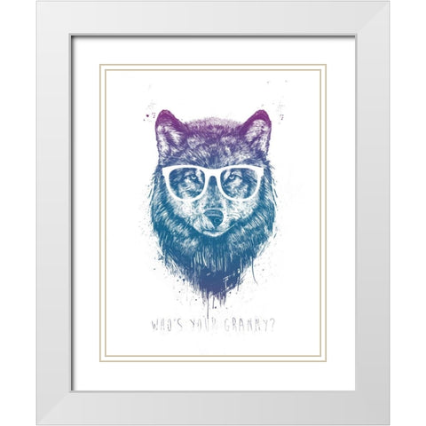 Whos Your Granny White Modern Wood Framed Art Print with Double Matting by Solti, Balazs