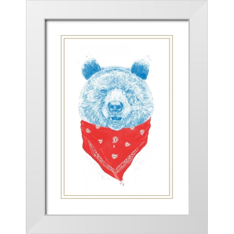 Wild Bear White Modern Wood Framed Art Print with Double Matting by Solti, Balazs