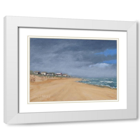 Beach Houses and Surf White Modern Wood Framed Art Print with Double Matting by Stotts, Thomas