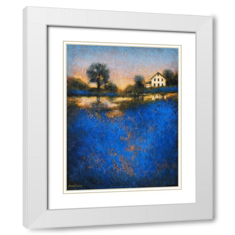 Blue Fields White Modern Wood Framed Art Print with Double Matting by Stotts, Thomas