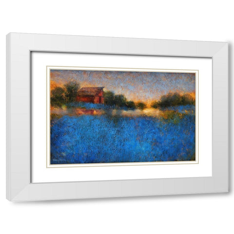 Glowing Horizon White Modern Wood Framed Art Print with Double Matting by Stotts, Thomas
