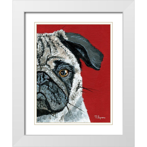 Pug a Boo White Modern Wood Framed Art Print with Double Matting by Symons, Melissa