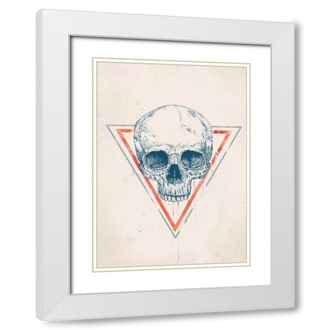 Skull in Triangle No. 2 White Modern Wood Framed Art Print with Double Matting by Solti, Balazs