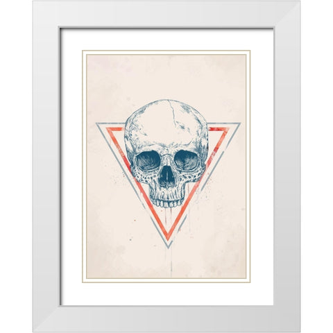 Skull in Triangle No. 2 White Modern Wood Framed Art Print with Double Matting by Solti, Balazs