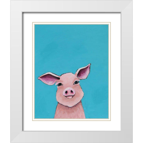 Little Pig White Modern Wood Framed Art Print with Double Matting by Stewart, Lucia