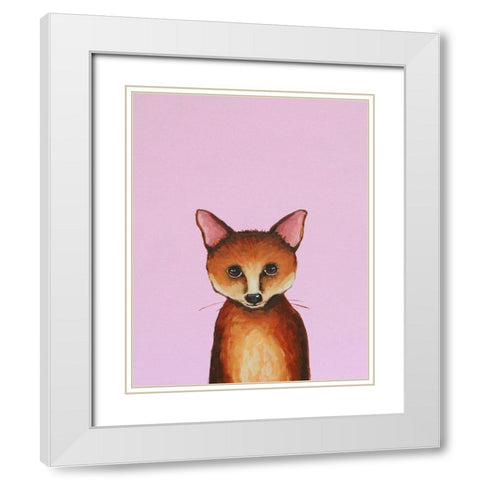 Little Fox White Modern Wood Framed Art Print with Double Matting by Stewart, Lucia