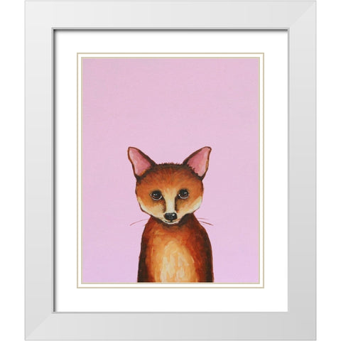 Little Fox White Modern Wood Framed Art Print with Double Matting by Stewart, Lucia