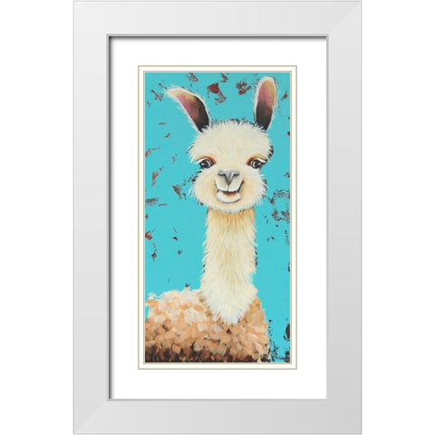 Llama Sue White Modern Wood Framed Art Print with Double Matting by Stewart, Lucia