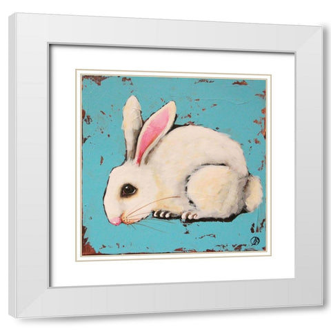 The Bunny White Modern Wood Framed Art Print with Double Matting by Stewart, Lucia