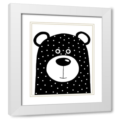 Bean Bear White Modern Wood Framed Art Print with Double Matting by Stewart, Lucia