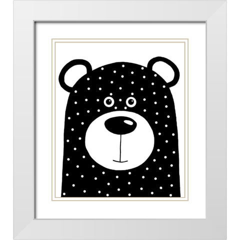 Bean Bear White Modern Wood Framed Art Print with Double Matting by Stewart, Lucia
