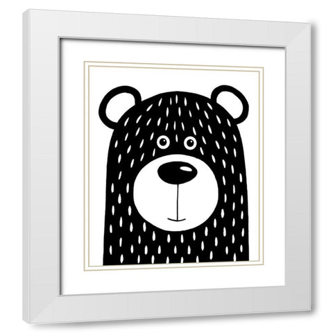 Vanilla Bear White Modern Wood Framed Art Print with Double Matting by Stewart, Lucia
