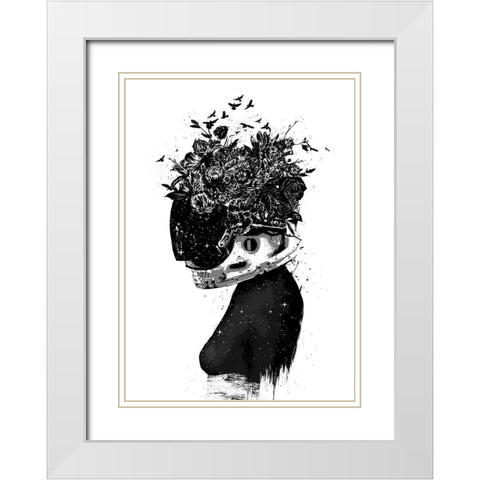 Hybrid Girl White Modern Wood Framed Art Print with Double Matting by Solti, Balazs