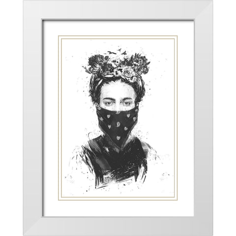 Rebel Girl White Modern Wood Framed Art Print with Double Matting by Solti, Balazs