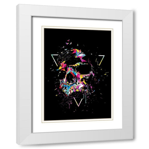 Skull X (color) White Modern Wood Framed Art Print with Double Matting by Solti, Balazs