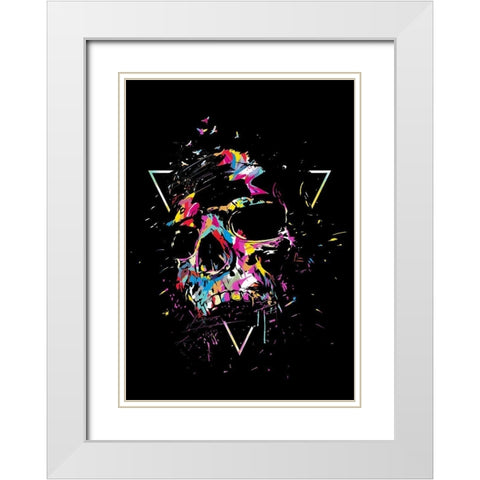 Skull X (color) White Modern Wood Framed Art Print with Double Matting by Solti, Balazs