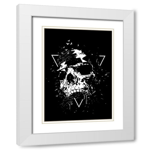Skull X (BW) White Modern Wood Framed Art Print with Double Matting by Solti, Balazs