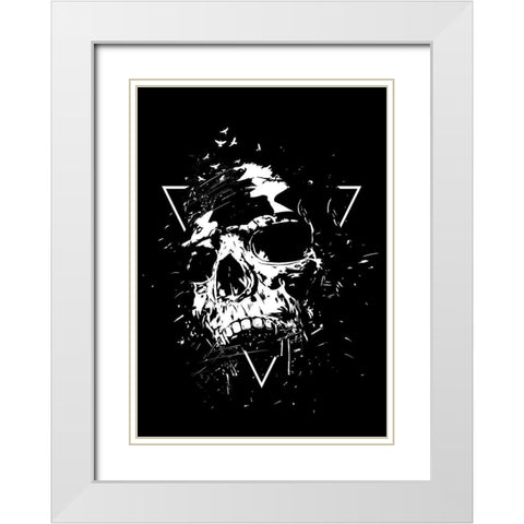 Skull X (BW) White Modern Wood Framed Art Print with Double Matting by Solti, Balazs