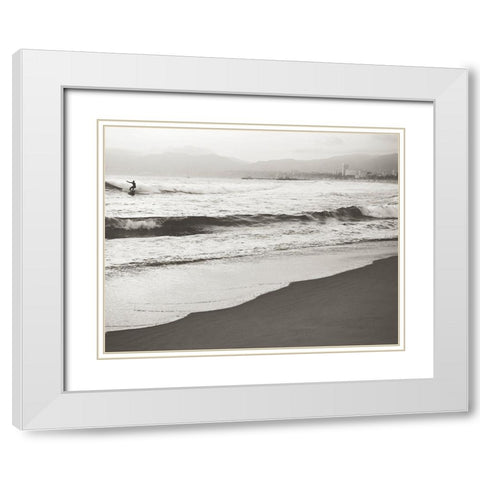 BW Surfer No. 1 White Modern Wood Framed Art Print with Double Matting by Soffia, Myan