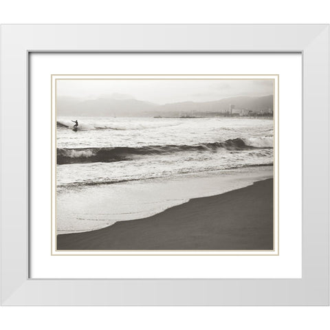 BW Surfer No. 1 White Modern Wood Framed Art Print with Double Matting by Soffia, Myan