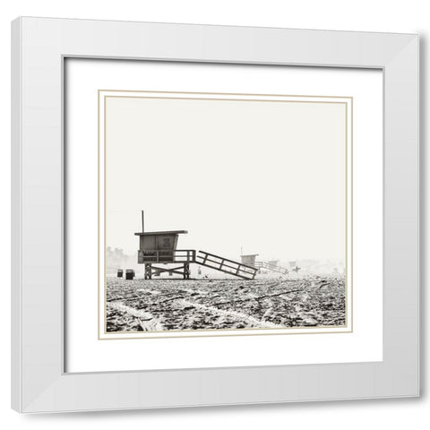 BW Lifeguard White Modern Wood Framed Art Print with Double Matting by Soffia, Myan