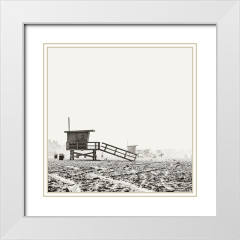 BW Lifeguard White Modern Wood Framed Art Print with Double Matting by Soffia, Myan