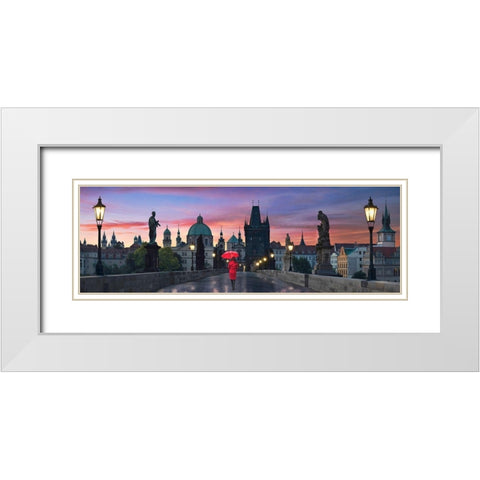 Dawn at Charles Bridge White Modern Wood Framed Art Print with Double Matting by Sie, Lee