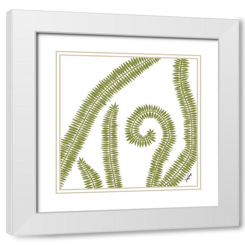 Curly Fern White Modern Wood Framed Art Print with Double Matting by Sierer, Trish