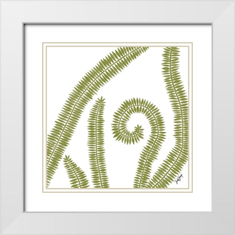 Curly Fern White Modern Wood Framed Art Print with Double Matting by Sierer, Trish