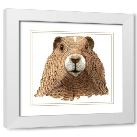 Marmot White Modern Wood Framed Art Print with Double Matting by Saylor, Jeannine