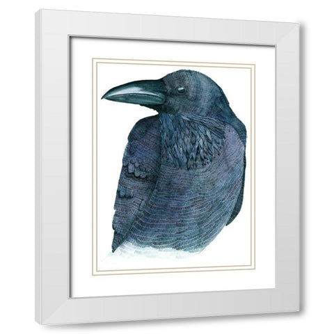 Raven White Modern Wood Framed Art Print with Double Matting by Saylor, Jeannine