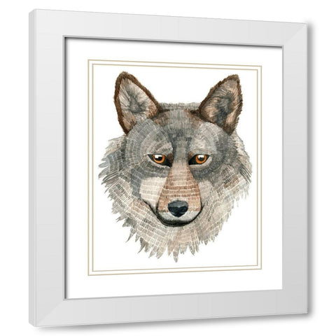 Wolf White Modern Wood Framed Art Print with Double Matting by Saylor, Jeannine