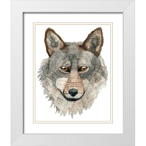 Wolf White Modern Wood Framed Art Print with Double Matting by Saylor, Jeannine