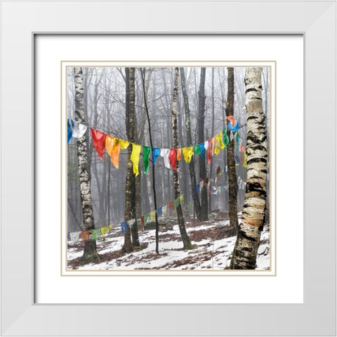 Prayer Flags, Woodstock, NY White Modern Wood Framed Art Print with Double Matting by Sinclair, Kelly