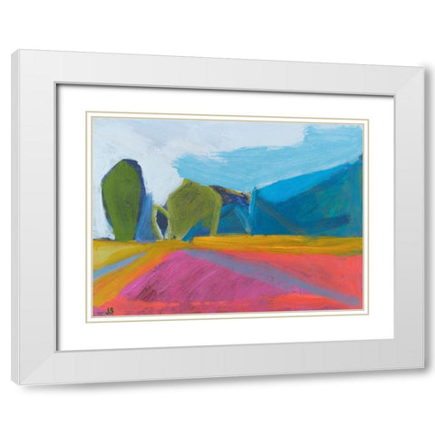 Trailhead At The Farm White Modern Wood Framed Art Print with Double Matting by Singerman, Jessica