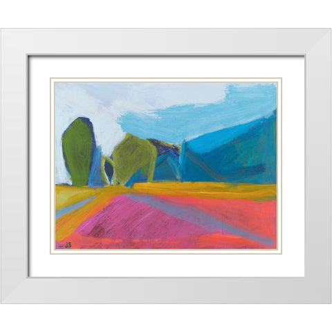 Trailhead At The Farm White Modern Wood Framed Art Print with Double Matting by Singerman, Jessica