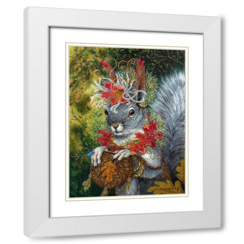 The Squirrelâ€™s Dream White Modern Wood Framed Art Print with Double Matting by Schmitz, Carolyn
